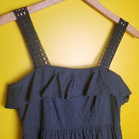 J. Crew Navy Blue Swiss Dot Midi Dress Size 4 Petite - Picture 5 of 13